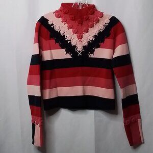 PARIS ATELIER & OTHER STORIES MULTI-COLORED STRIPED MOCK SWEATER SIZE S